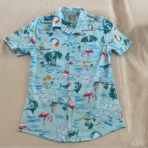 Haggar Blue Tropical Print Men's Shirt